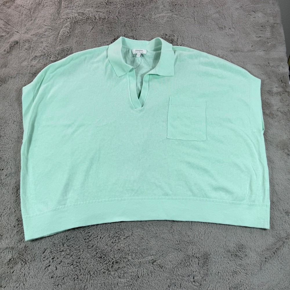 NWOT Banana Republic Women Polo Top XL/XXL Linen Oversized Johnny-Collar Sweater - Picture 2 of 9